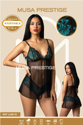Lencería LMB 15 NEGRO ENCAJE VERDE