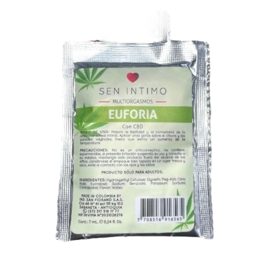 Lub. Multiorgasmos Euforia con CBD Sachet 7ml Sen Íntimo (Unidad) PRECIO PUBLICO 10.500